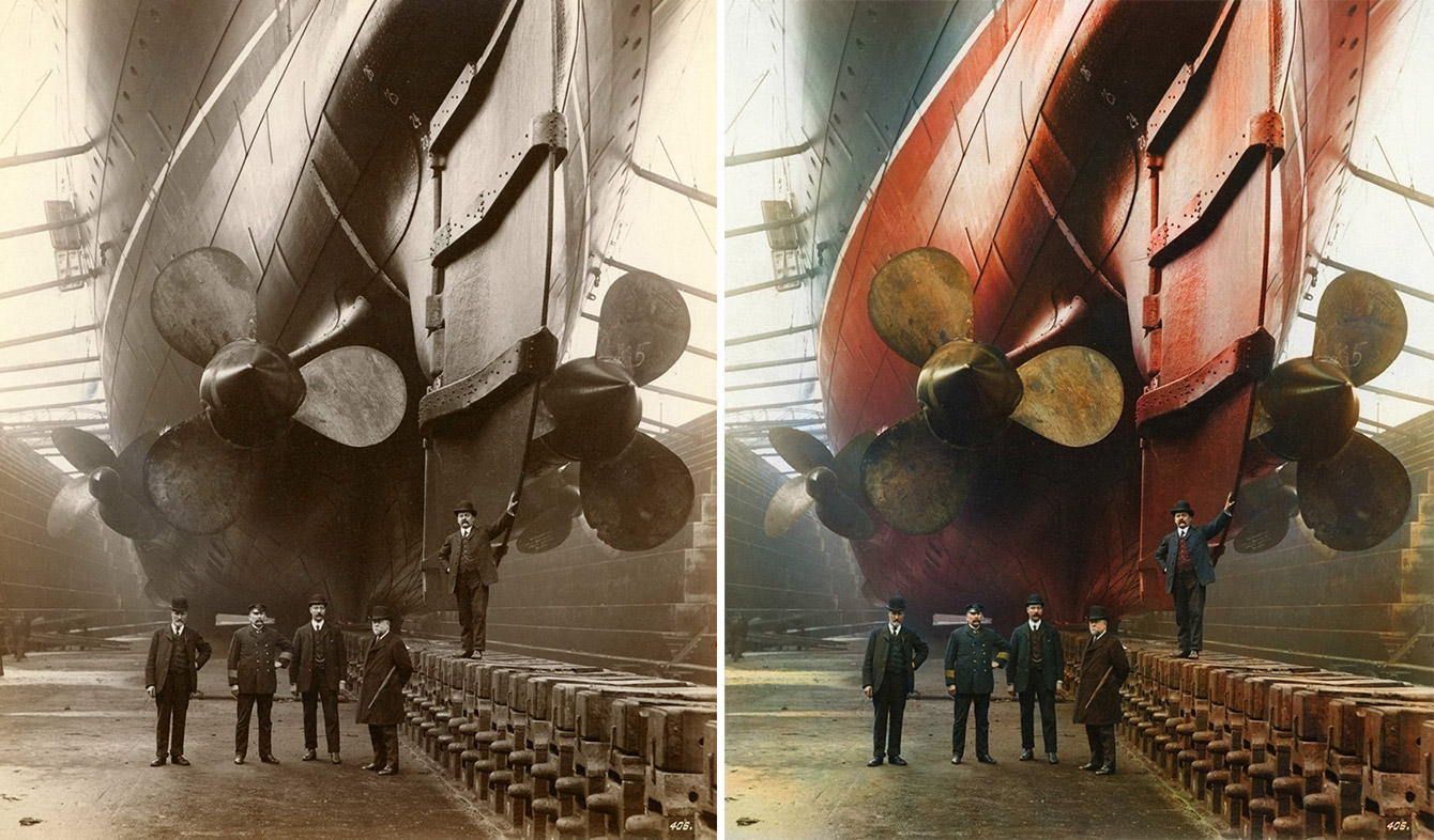 Vyriausiasis Mauritanijos inžinierius su kitais ponais Kanados doke, Liverpulis 1909